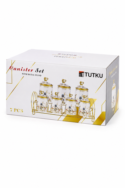 Metal Standlı Porselen 7'li Baharatlık KOD: TUTKU-2791