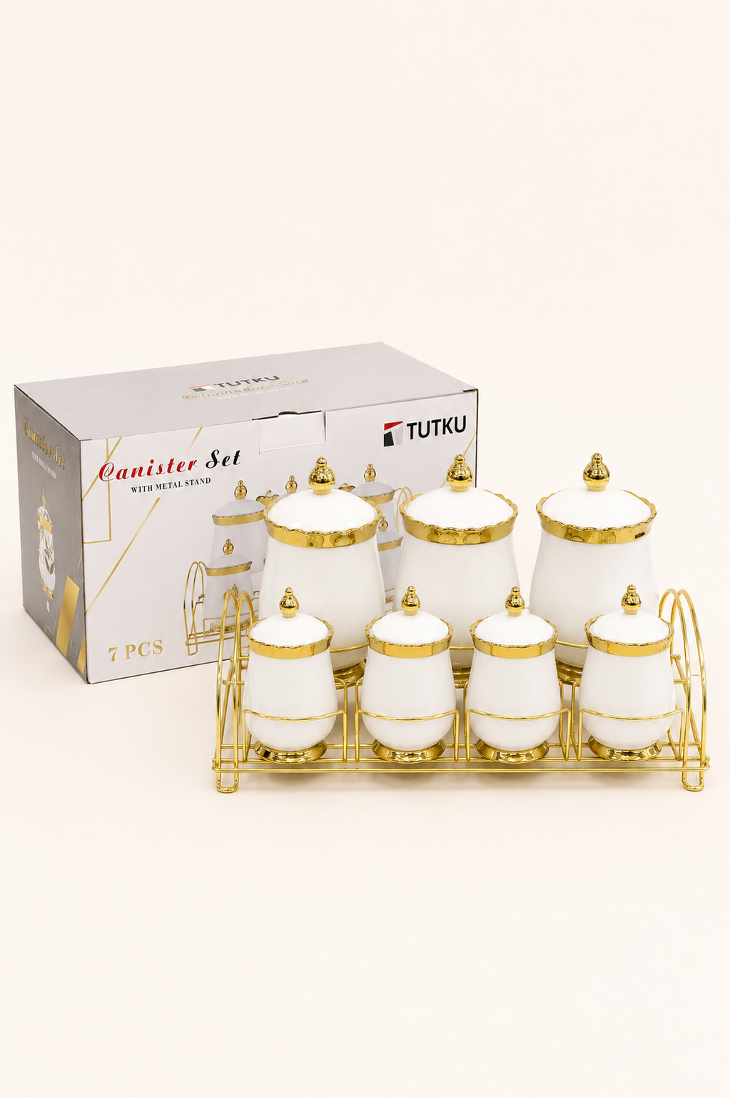 Metal Standlı 7'li Porselen Baharatlık KOD: TUTKU-2796