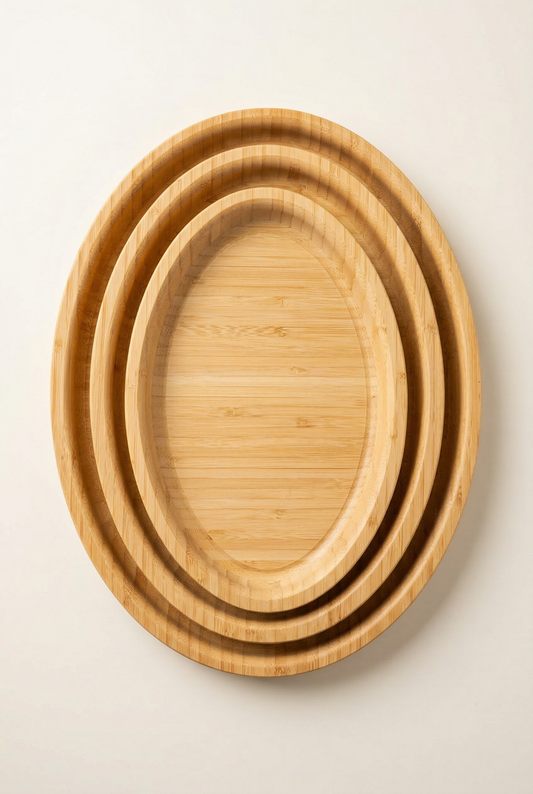 Bambu 3'lü Oval Tepsi KOD:0631