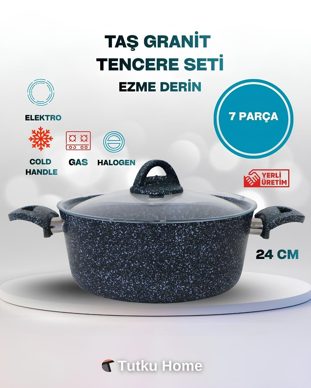 7 Parça Taş Granit Çizilmez Tencere Seti