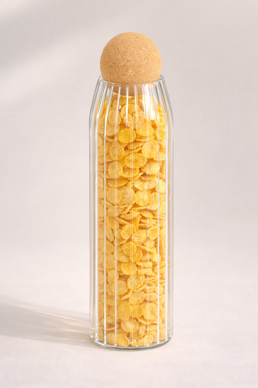 960 Ml Mantar Kapaklı Rölyefli Cam Kavanoz - 25 Cm KOD: JML-A-RM007