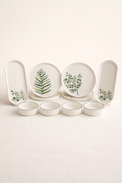 Green Flowers Serisi 10 Parça 4 Kişilik Kahvaltı Takımı KOD: TUTKU-3227