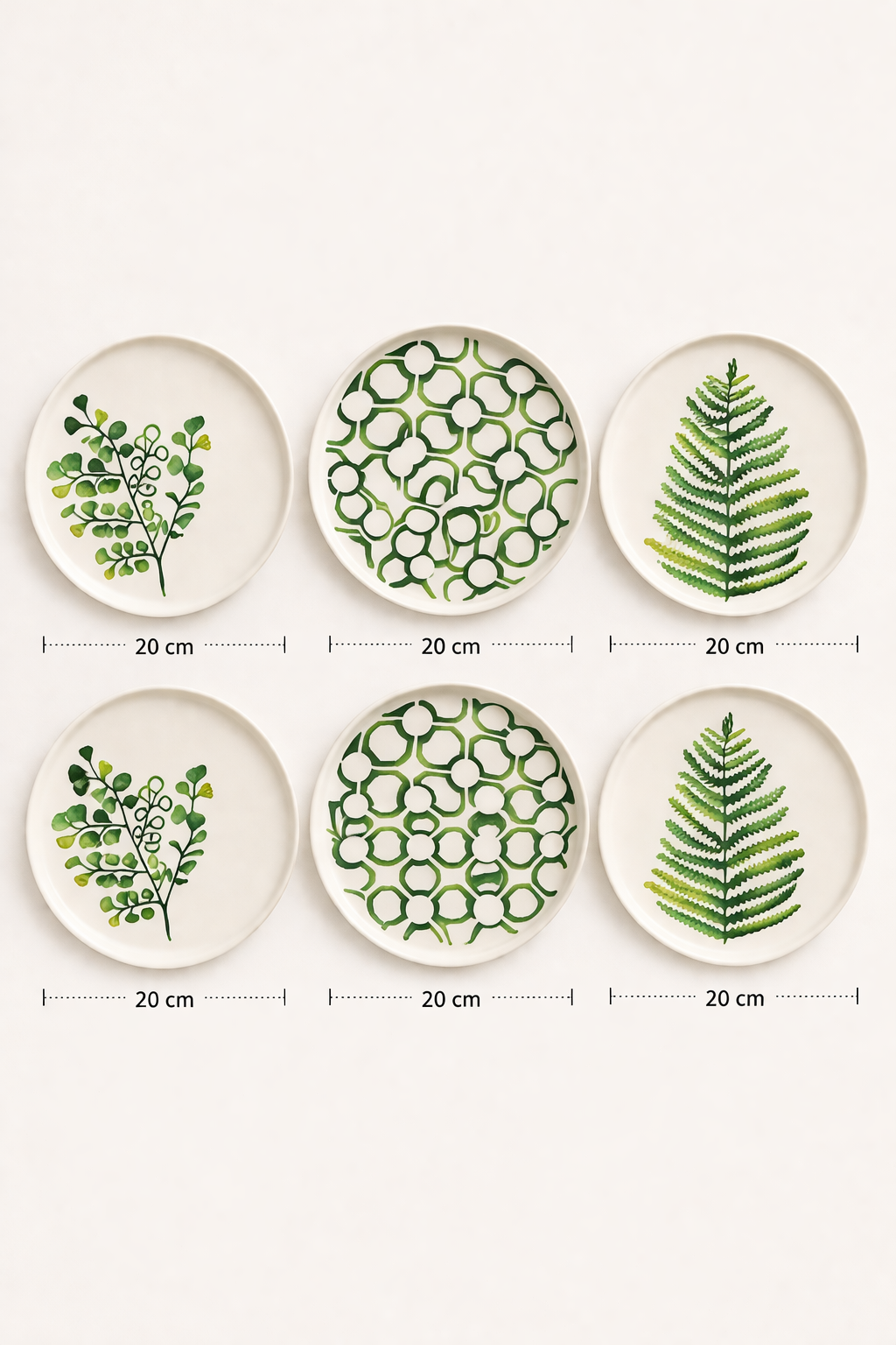 Green Flowers Serisi 6'lı Pasta Tabağı - 20 Cm KOD: TUTKU-3215