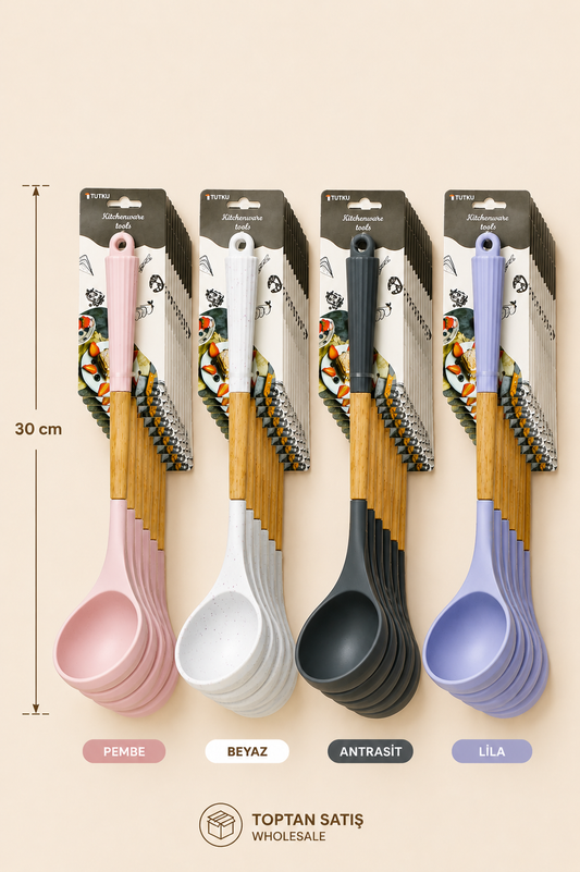 30 Cm Ahşap Saplı Silikon Kepçe KOD: 0321