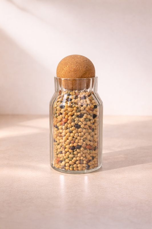 560 Ml Mantar Kapaklı Çizgili Cam Kavanoz - 16 Cm KOD: JML-A-RM008