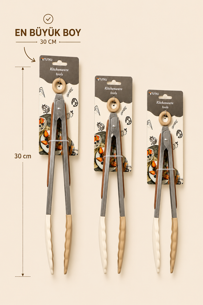 30 Cm Metal Gövde Silikon Maşa Büyük Boy KOD: TUTKU-2600