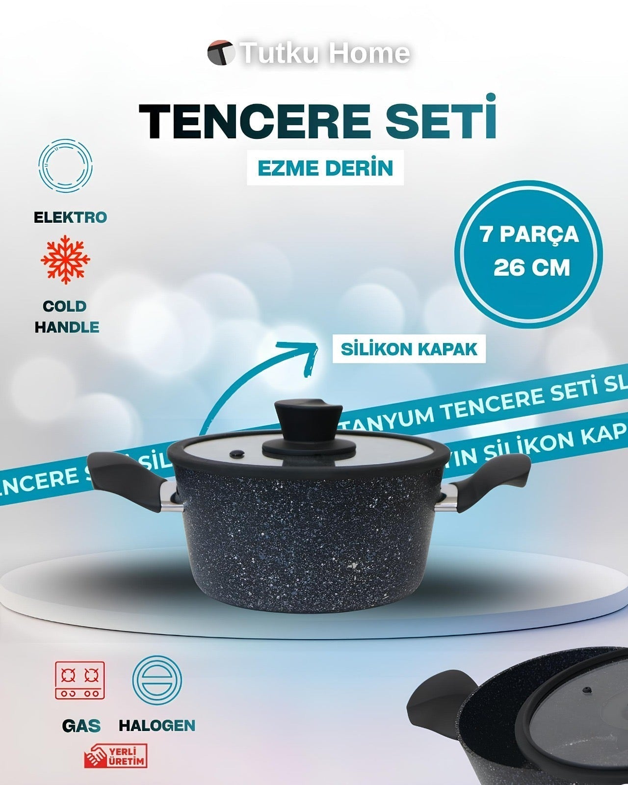 7 Parça Vella 3MM Titanyum Kaplama Çizilmez Tencere Seti KOD:002788