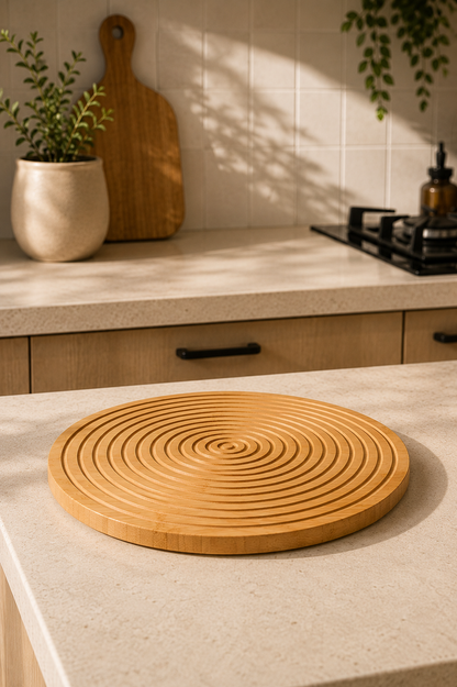 28 Cm Yuvarlak Bambu Sunum Tahtası KOD: TUTKU-2222
