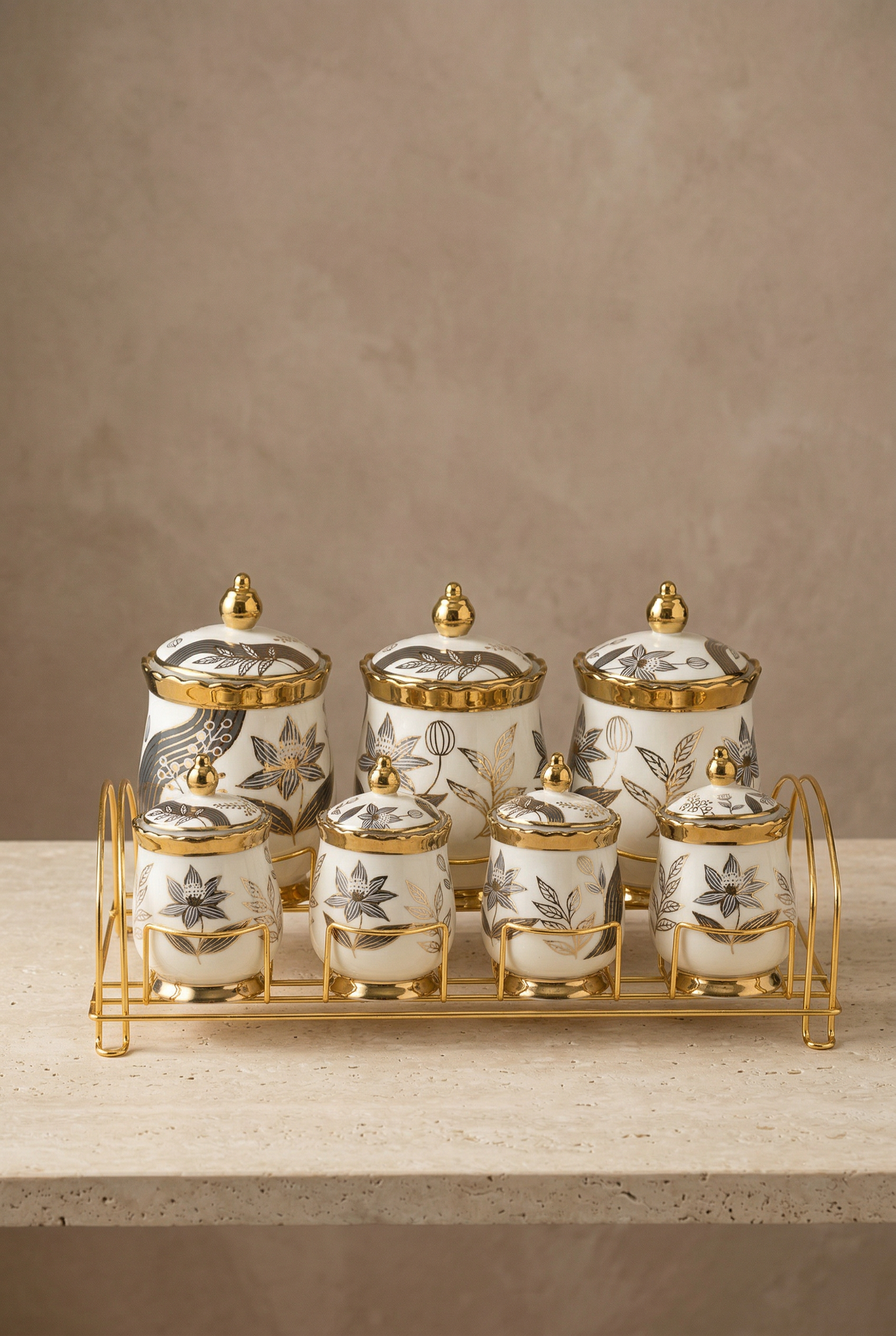 Velora Gold 7'li Porselen Baharat Takımı KOD: TUTKU-2486