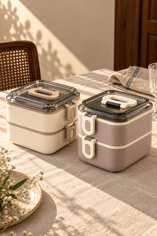 2 Katlı Kare Lunch Box 1200 ml *45340*12* TUTKU-3738