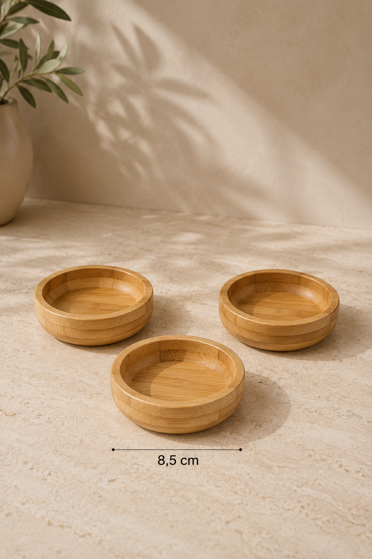 3'lü Mini Bambu Kase – (8,5 Cm)  KOD: TUTKU-3137