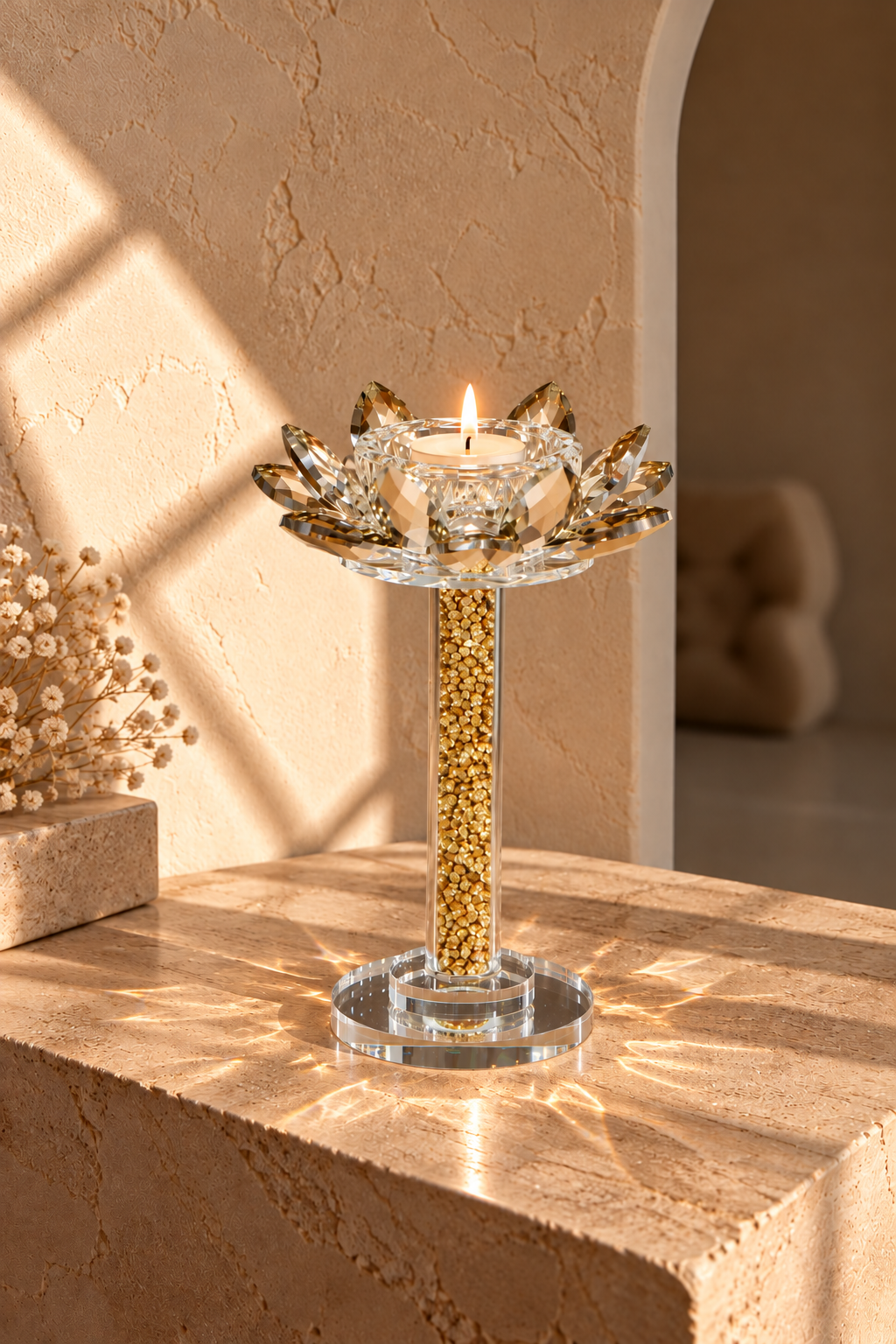 Lotus Gold Kristal Mumluk - 16 cm *41193* TUTKU-2721