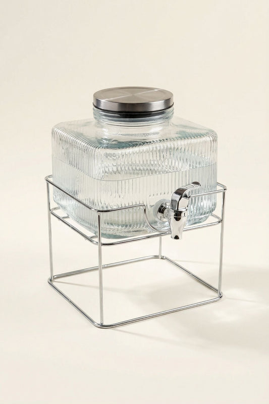Metal Standlı 2,5 Litre Cam Sebil, Şerbetlik  KOD: TD01