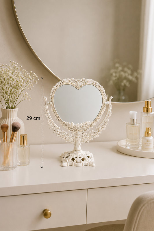 29 Cm Masaüstü Ayaklı Plastik Kalp Ayna KOD: TUTKU-495
