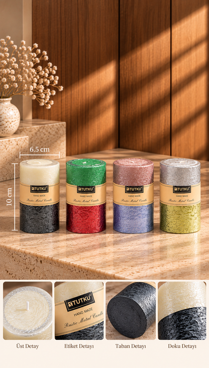 Çift Renk Simli Baton Mum Orta - 10x6.5 cm Pkt:12*4312*72* TUTKU-1722