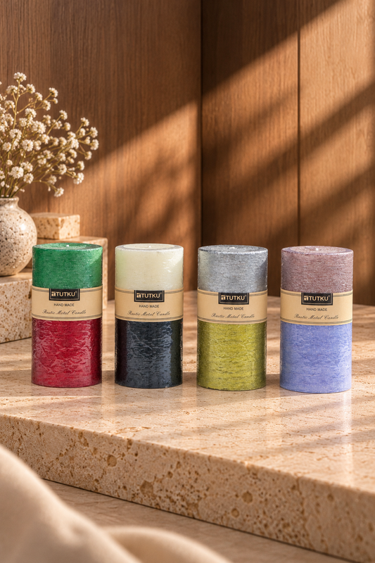 Çift Renk Simli Baton Mum Büyük - 15 cm Pkt:12 *4313*48* TUTKU-1723