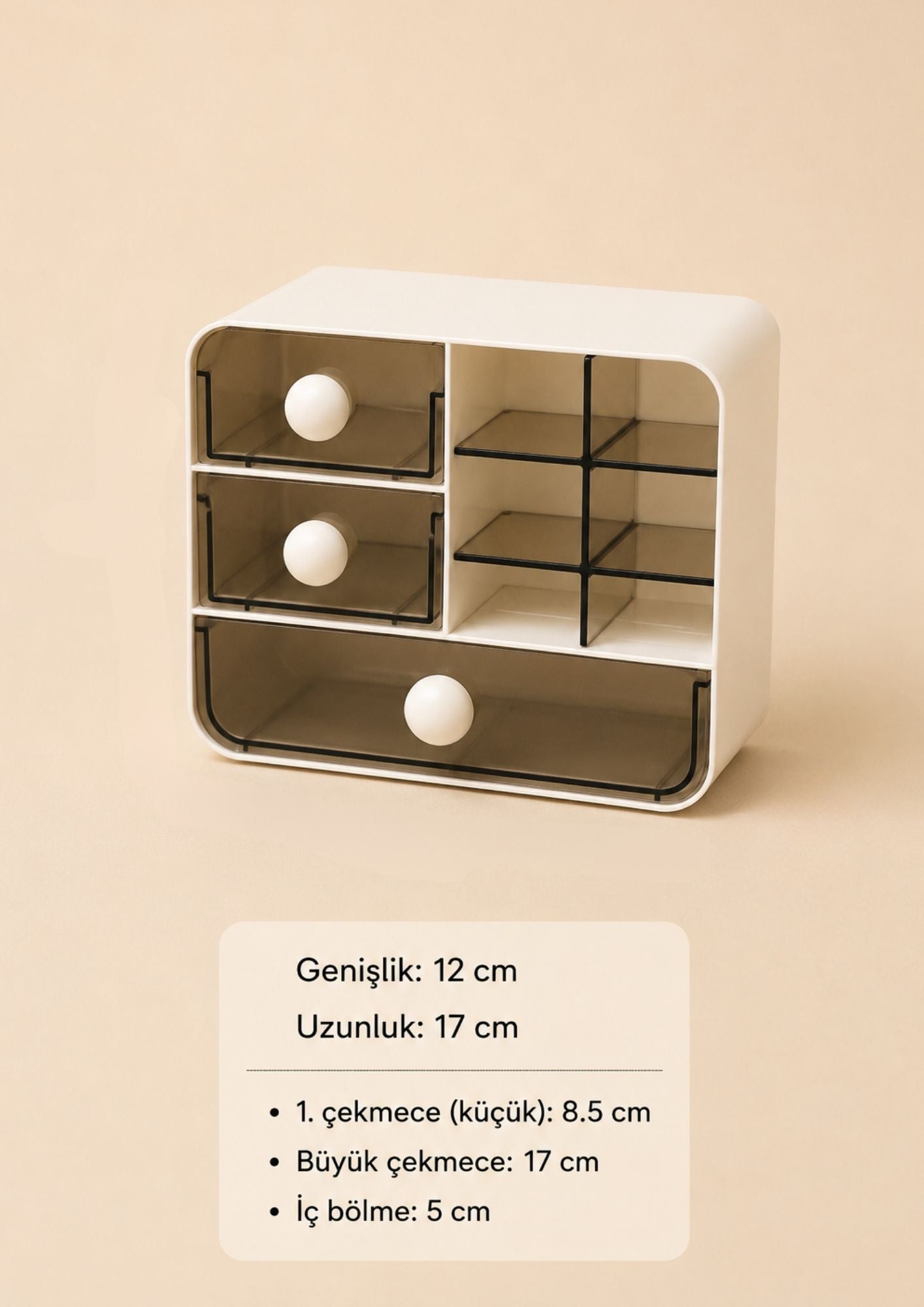 3 Çekmeceli 6 Bölmeli Organizer KOD: TUTKU-3255
