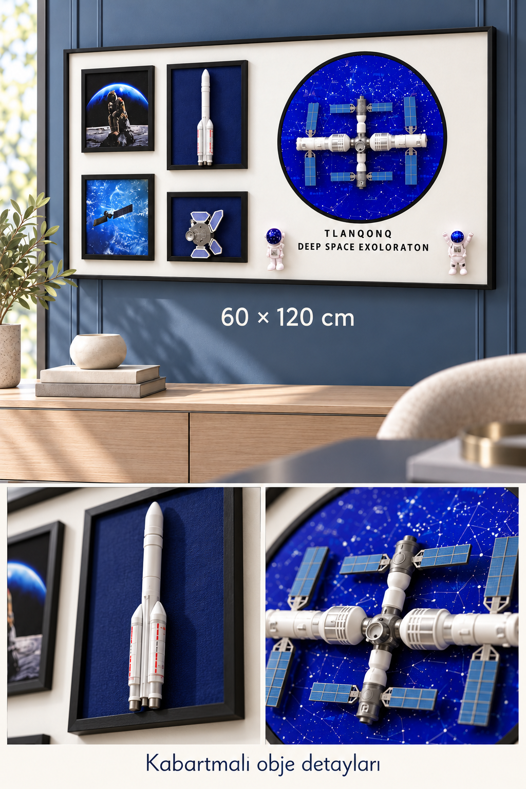 Dekoratif Uzay Temalı 3D Tablo *45925*4* TUTKU-3928