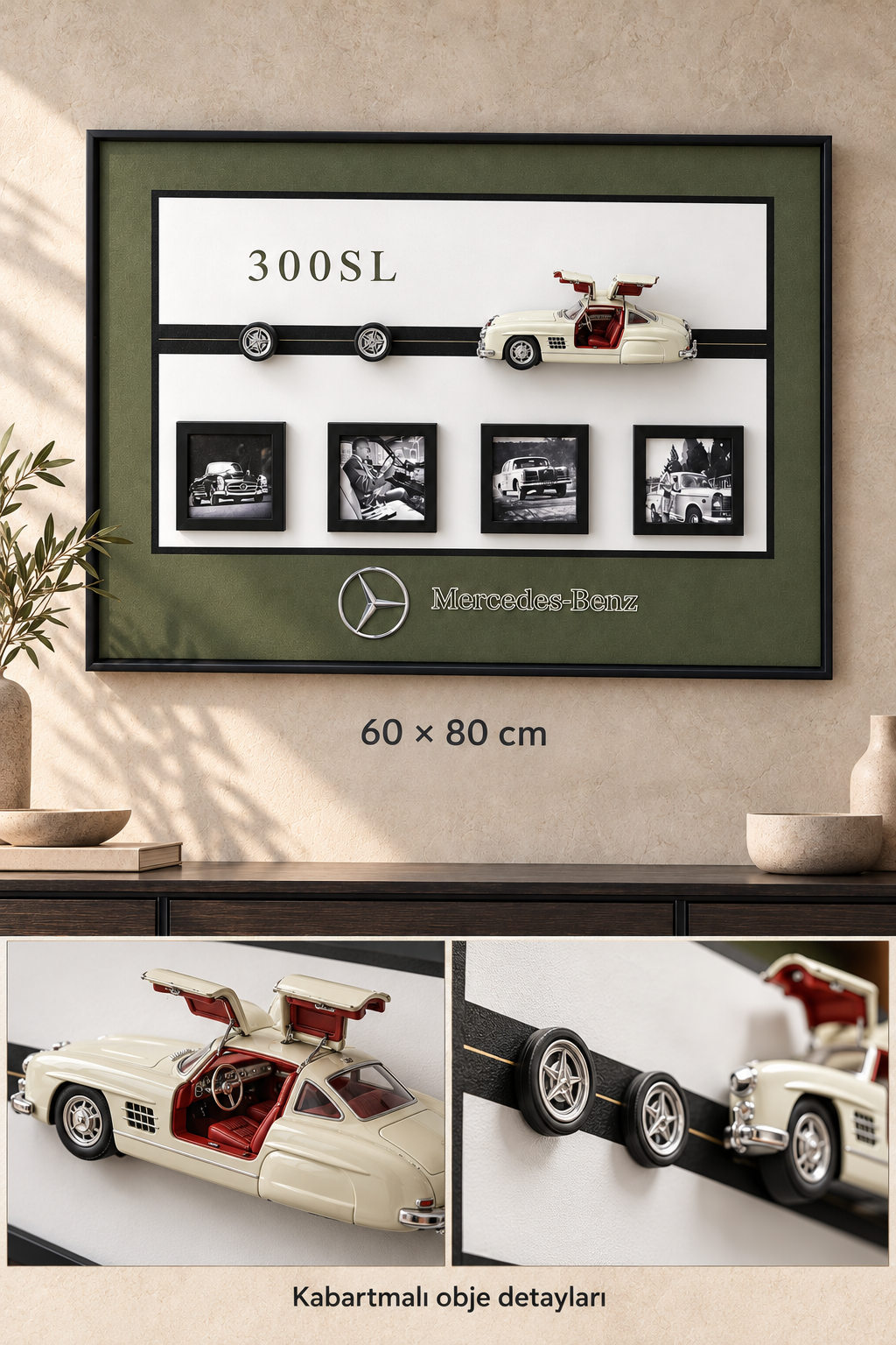 Klasik Araba Temalı Kabartmalı 3D Dekoratif Tablo *45926*6* TUTKU-3929