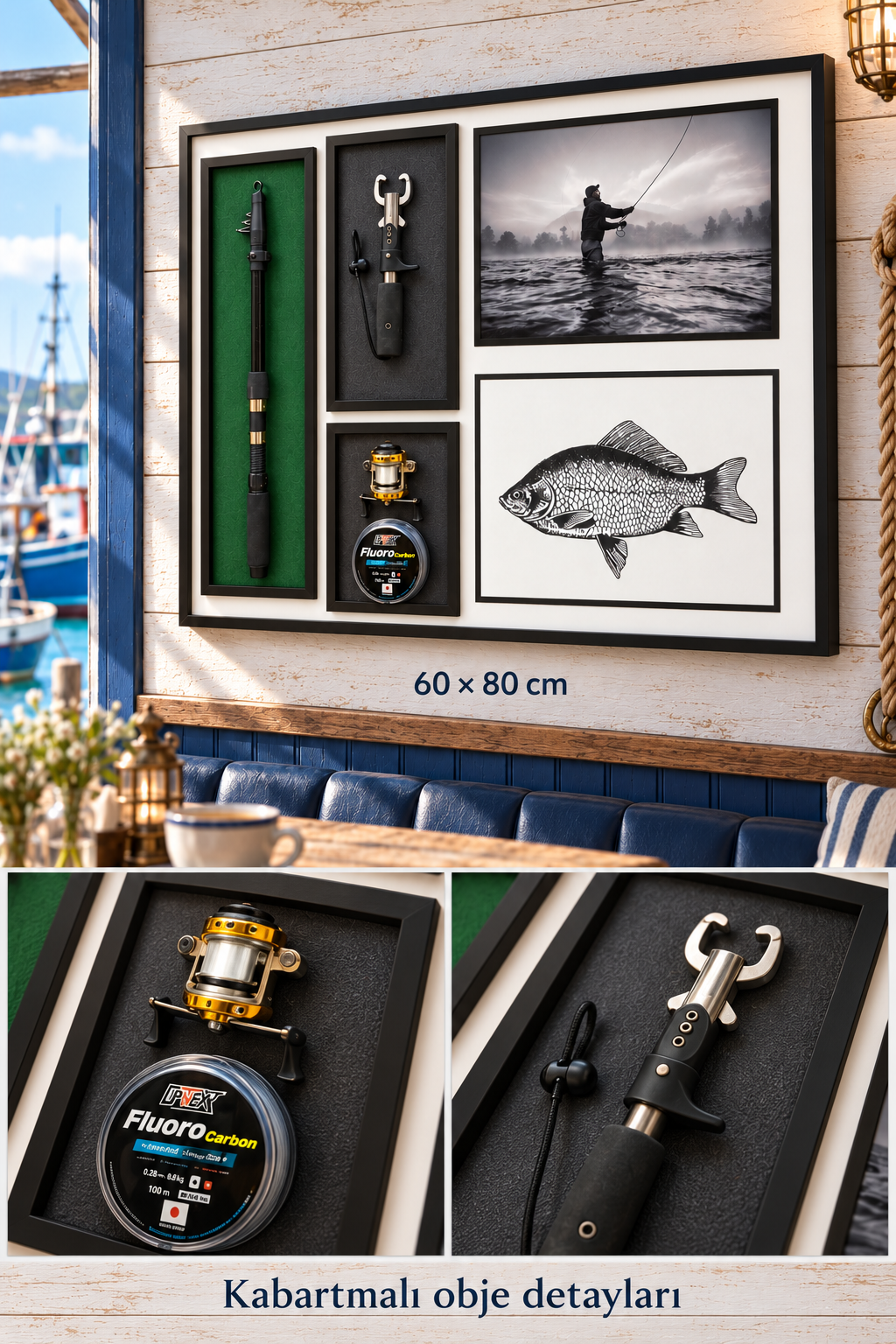 Balıkçılık Temalı Kabartmalı 3D Dekoratif Tablo *45928*6* TUTKU-3931