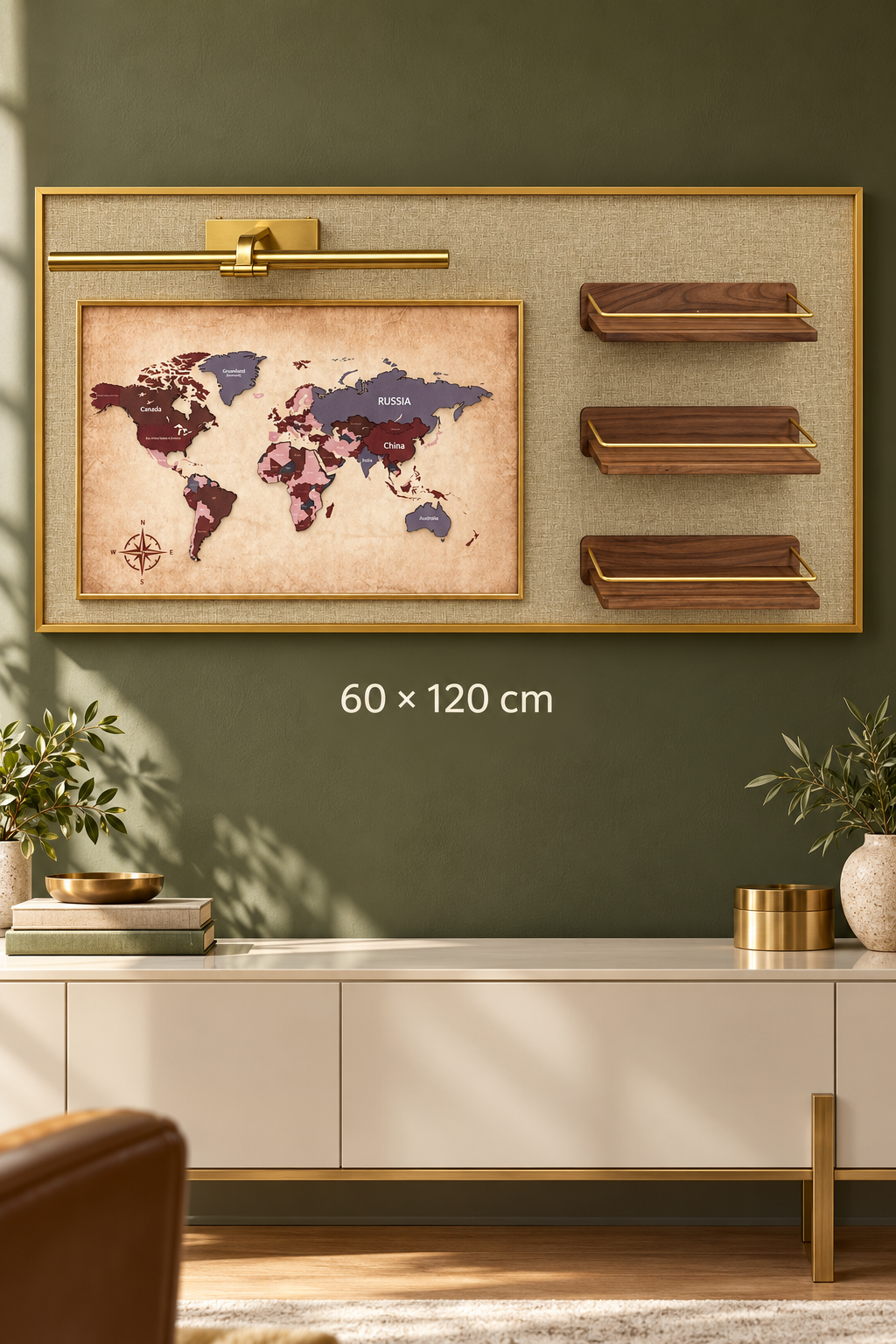 Dünya Haritalı Raflı 3D Dekoratif Tablo *45930*4* TUTKU-3933