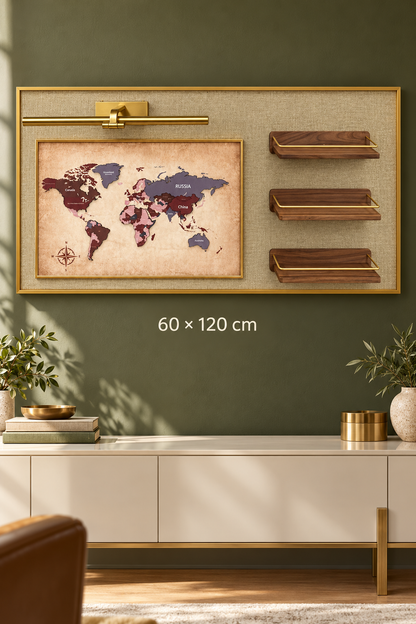 Dünya Haritalı Raflı 3D Dekoratif Tablo *45930*4* TUTKU-3933