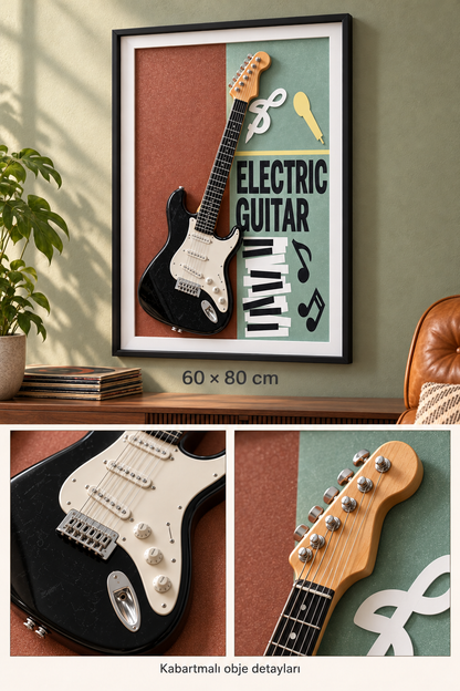 Kabartmalı Elektro Gitar Dekoratif Tablo *45931*6* TUTKU-3920