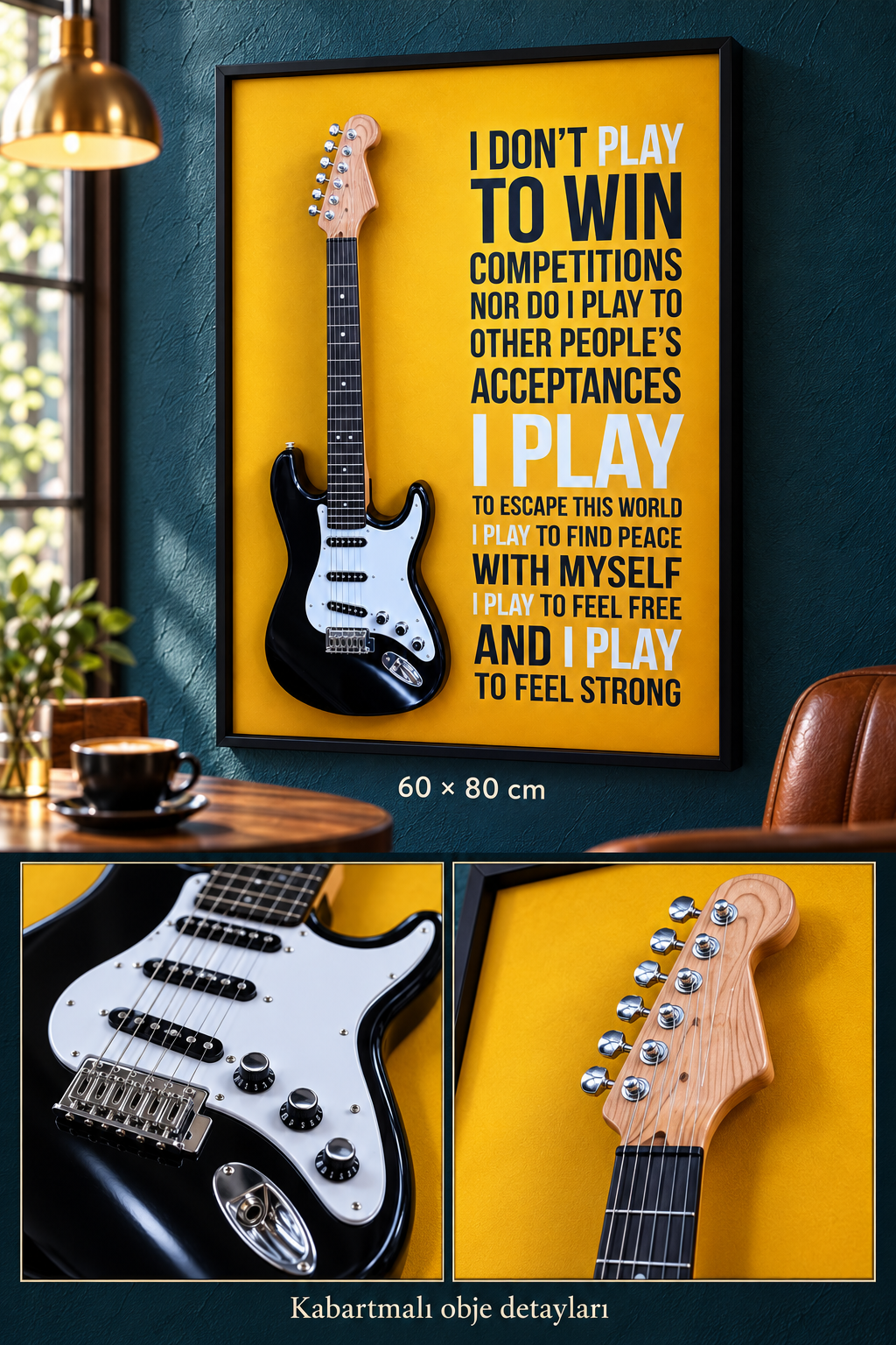 Kabartmalı Elektro Gitar Dekoratif Tablo *45931*6* TUTKU-3920