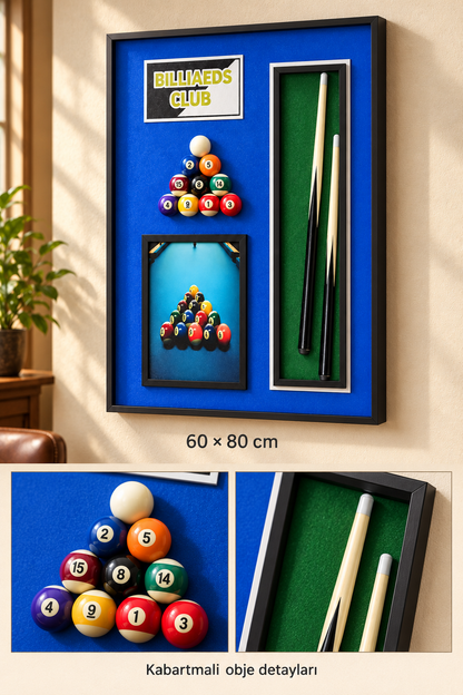 Kabartmalı Bilardo Temalı Dekoratif Tablo *45933*6* TUTKU-3935