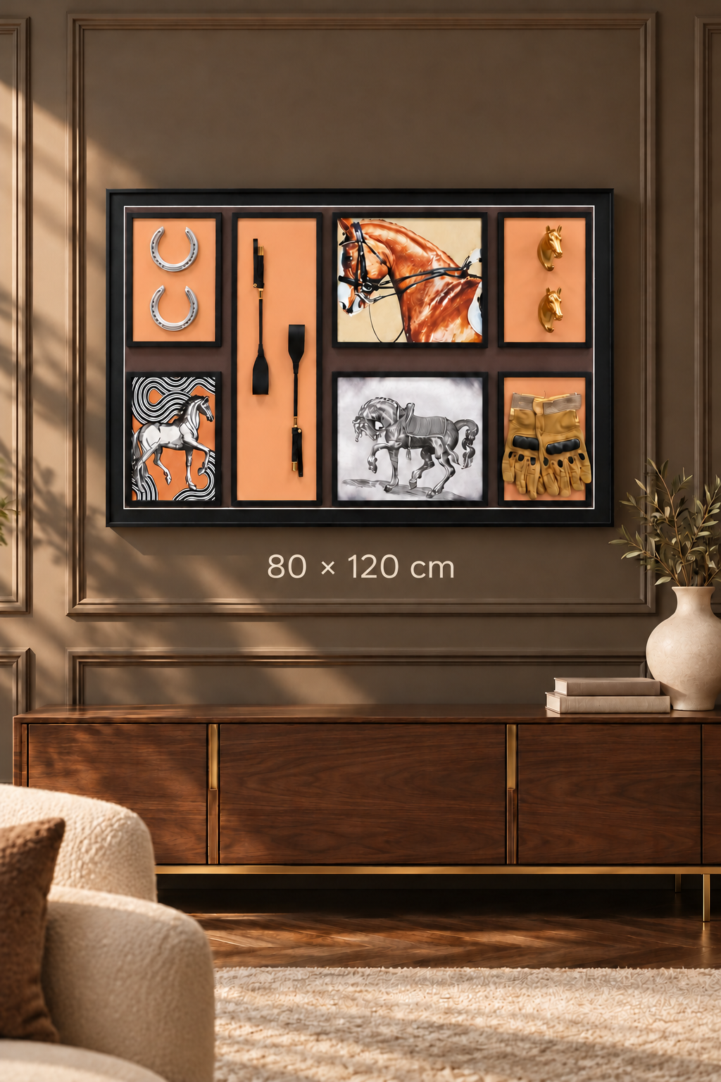 Kabartmalı At Biniciliği Temalı Dekoratif Tablo *45935*4* TUTKU-3937