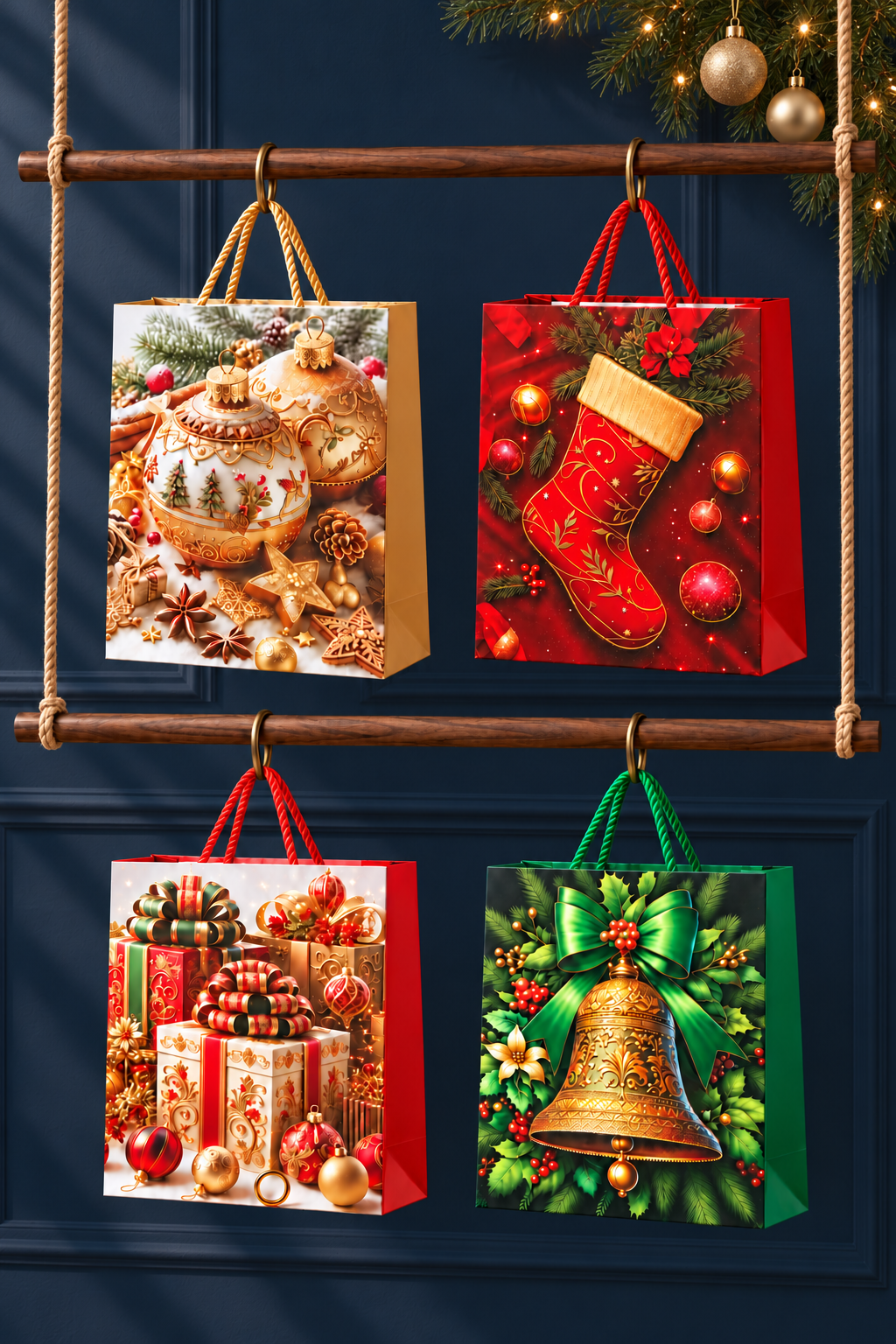 Yılbaşı Temalı Karton Çanta Büyük (41x30 Cm) *45964* KOD: TUTKU-3947