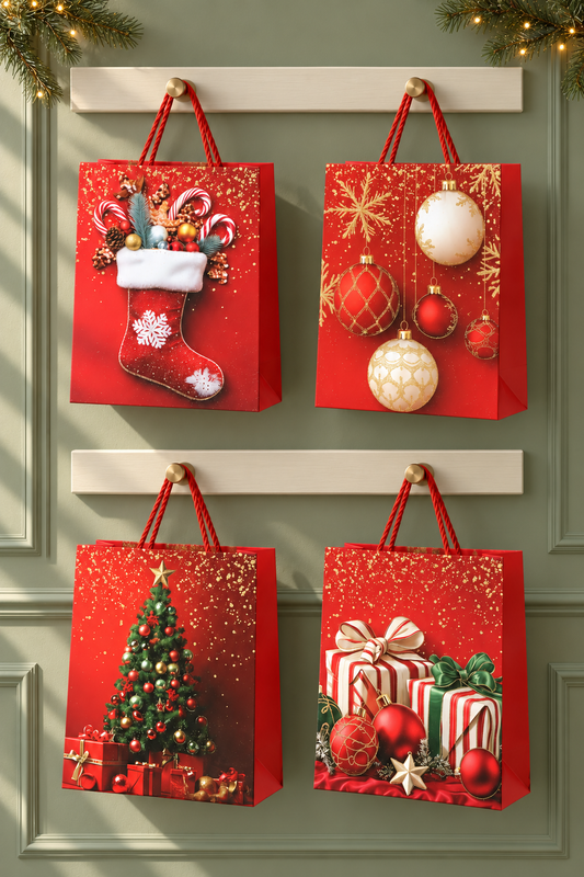 Yılbaşı Temalı Karton Çanta Orta (31x26 Cm) *45960* KOD: TUTKU-3943