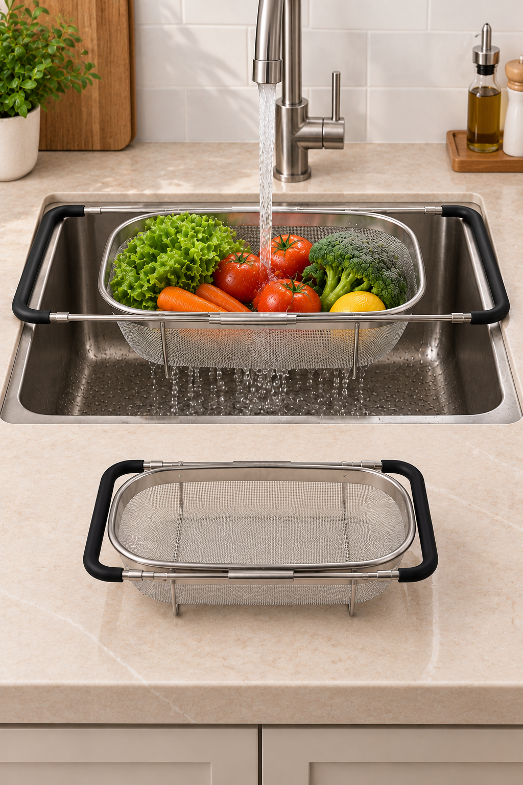 Çelik Katlanır Lavabo Süzgeci  (24x34)*45136* KOD: TUTKU-3639