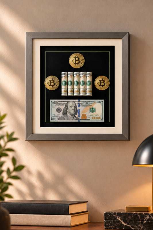 Bitcoin ve Dolar Temalı Kabartmalı Dekoratif Duvar Tablosu *45901*16* TUTKU-3823