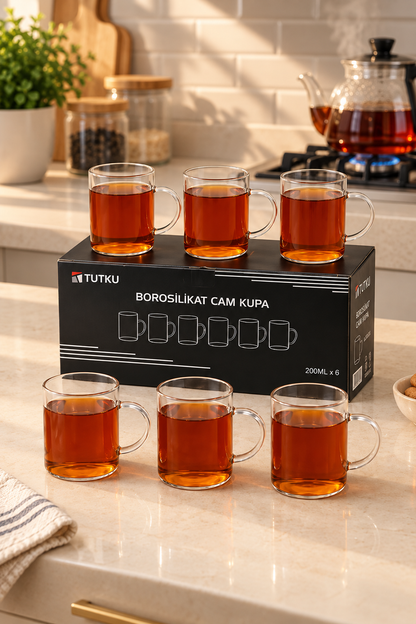 6'lı Borosilikat Cam Termisil Bardak KOD: TUTKU-2627