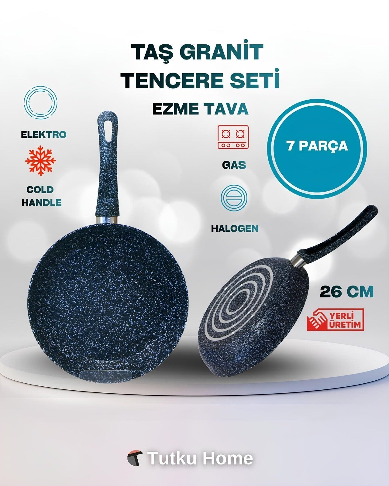 7 Parça Taş Granit Çizilmez Tencere Seti