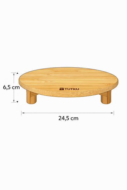 Ayaklı Bambu Sunumluk (24*24*6,5 Cm)  KOD: TUTKU-2237