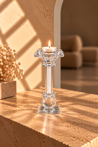 Kristal Küre Detaylı Dekoratif Mumluk - 17 cm *41189* TUTKU-2726