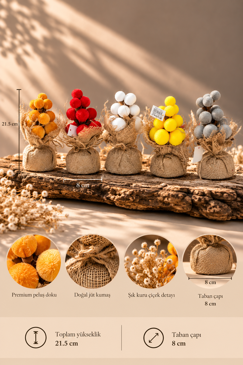 Keten Buket Yapay Çiçek Top - (21 cm) *46080* TUTKU-3996