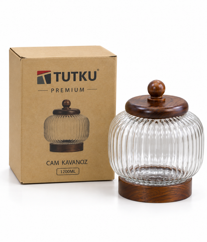 Akasya Kapak+Alt Cam Kavanoz 1200 ml - 17 cm *RZ-1036*12* TUTKU-3967