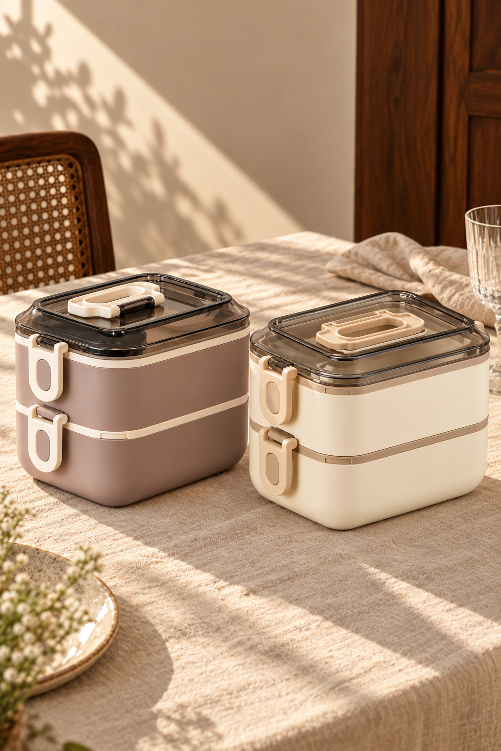 2 Katlı Dikdörtgen Lunch Box 1300 ml*45342*12* TUTKU-3742