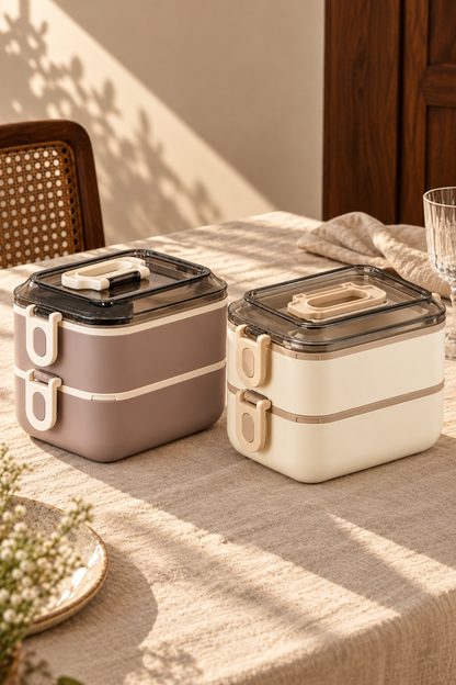 2 Katlı Dikdörtgen Lunch Box 1300 ml*45342*12* TUTKU-3742