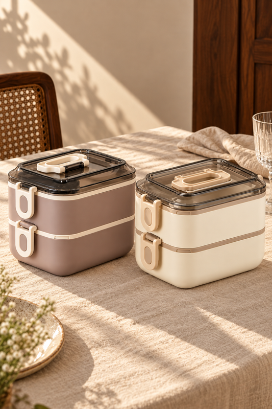 2 Katlı Dikdörtgen Lunch Box 1300 ml*45342*12* TUTKU-3742