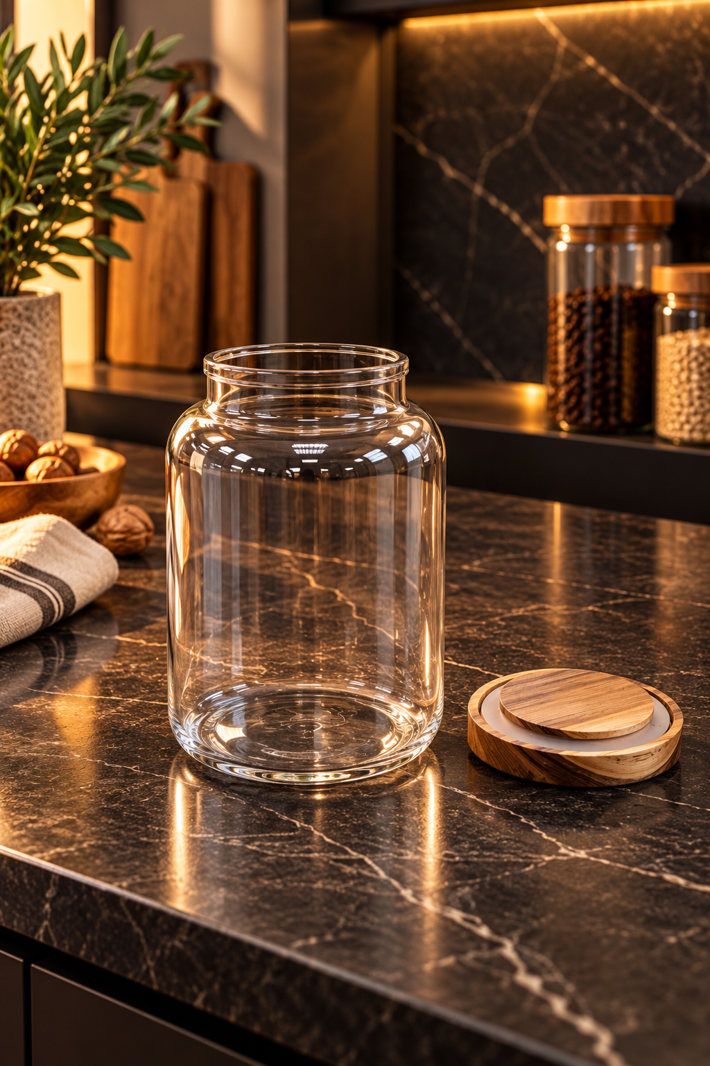 Akasya Kapaklı Cam Kavanoz 1200 ml - 16.5 cm *RZ-1042*24* TUTKU-3963
