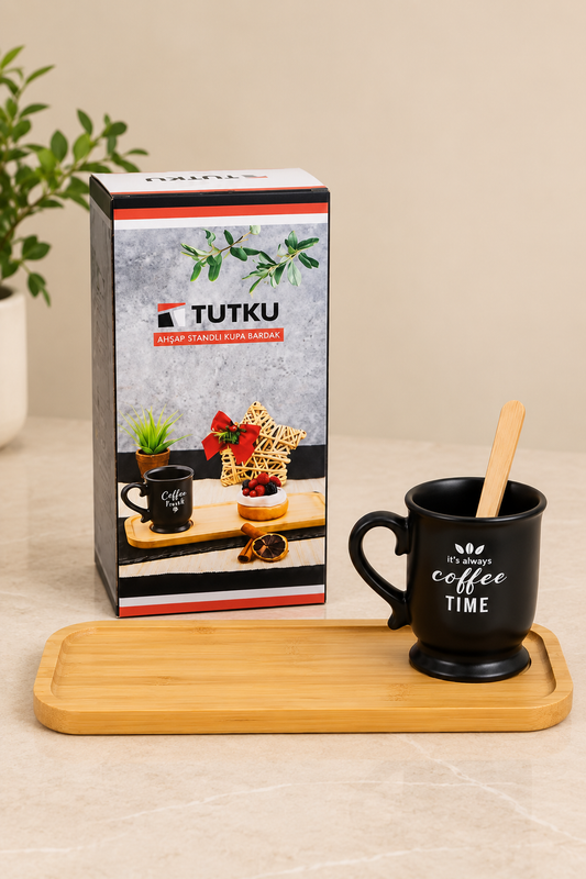 Ares Bambu Tabaklı Atıştırmalık Kupa Seti KOD: TUTKU-1412