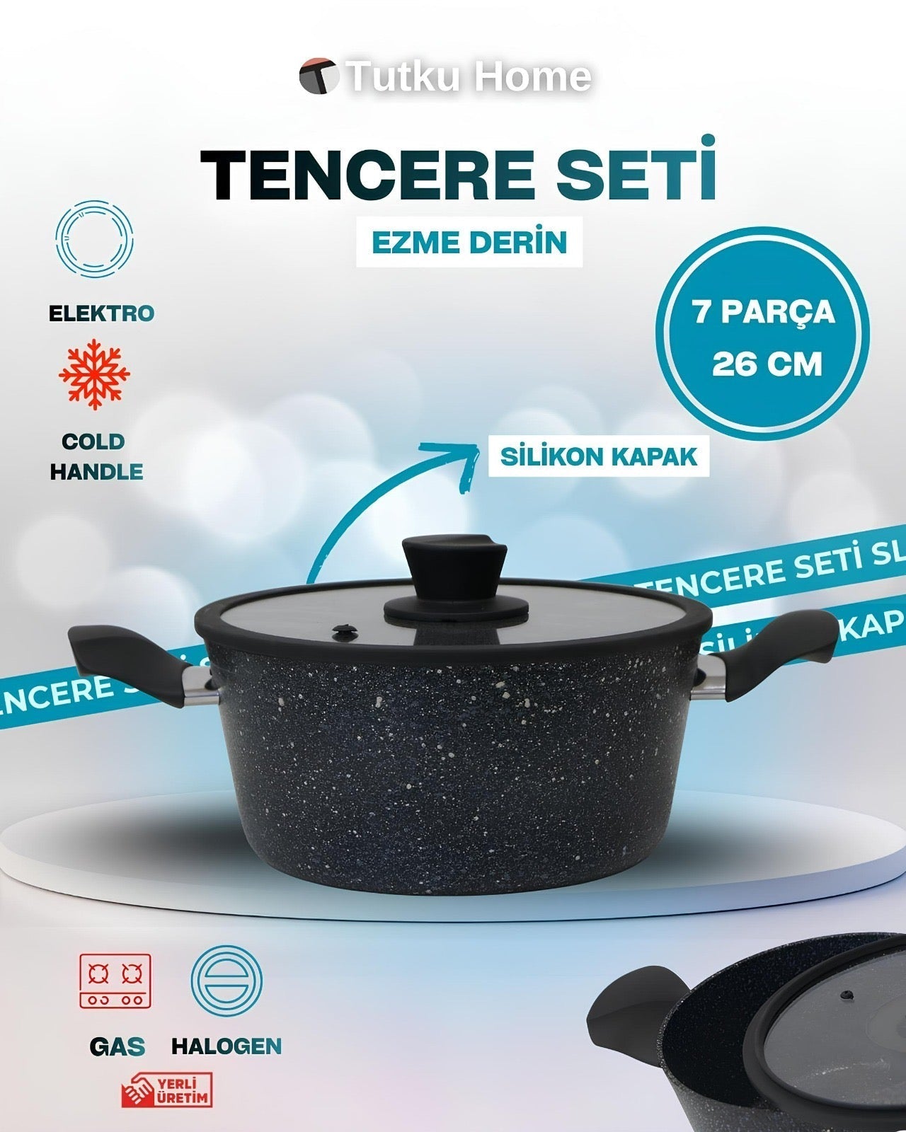 7 Parça Vella 3MM Titanyum Kaplama Çizilmez Tencere Seti KOD:002788