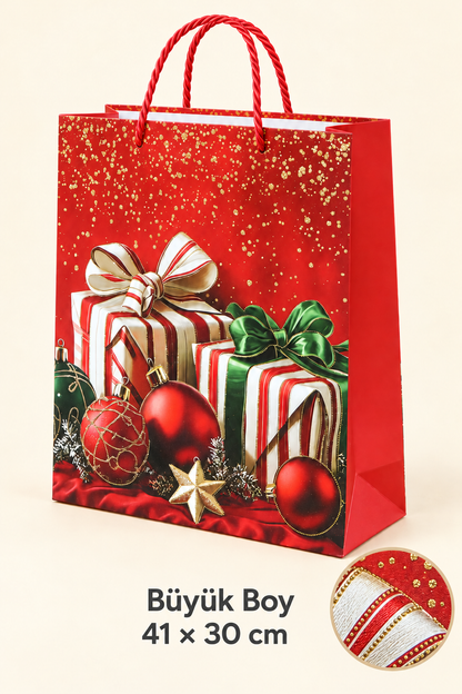 Yılbaşı Temalı Karton Çanta Büyük (41x30 Cm) *45961* KOD: TUTKU-3944