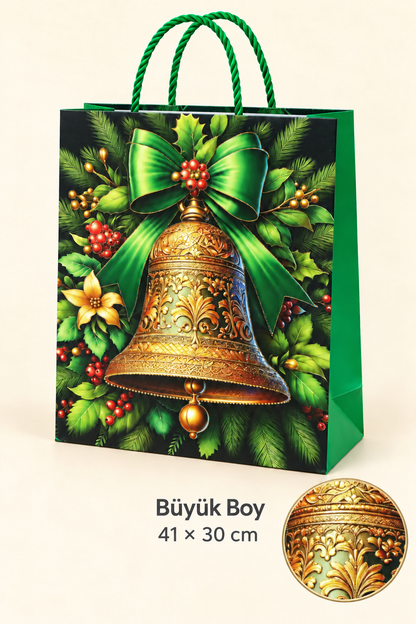 Yılbaşı Temalı Karton Çanta Büyük (41x30 Cm) *45964* KOD: TUTKU-3947