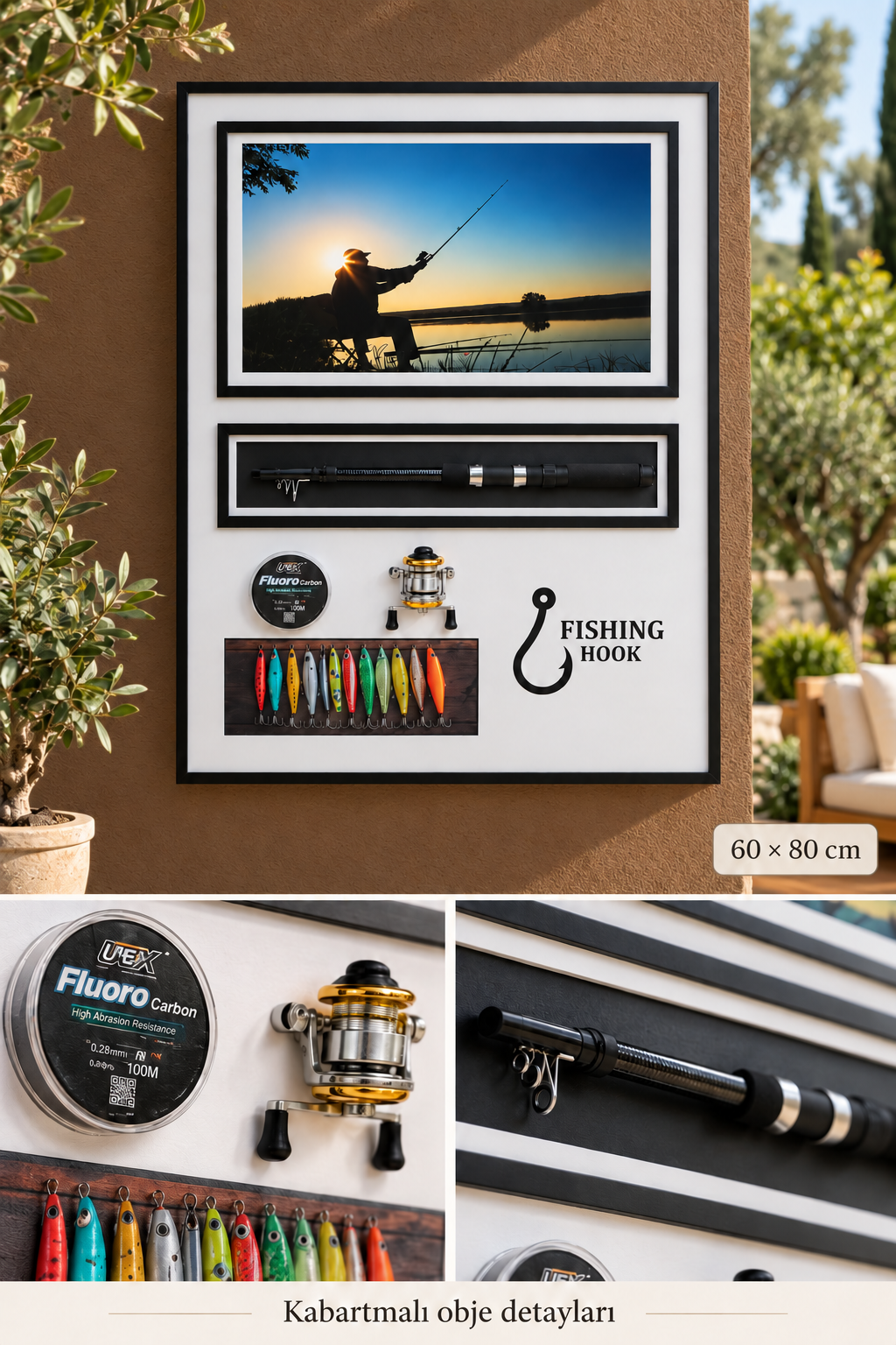 Balıkçılık Temalı Kabartmalı 3D Dekoratif Tablo *45928*6* TUTKU-3931
