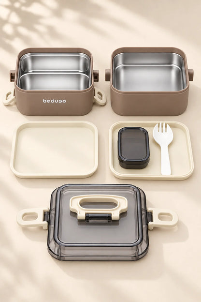 2 Katlı Kare Lunch Box 1200 ml *45340*12* TUTKU-3738